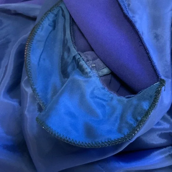 Talbot Runhof Purple Blue Long Asymmetrical Neck Designer Gown sz 14-runs small - Picture 10 of 12